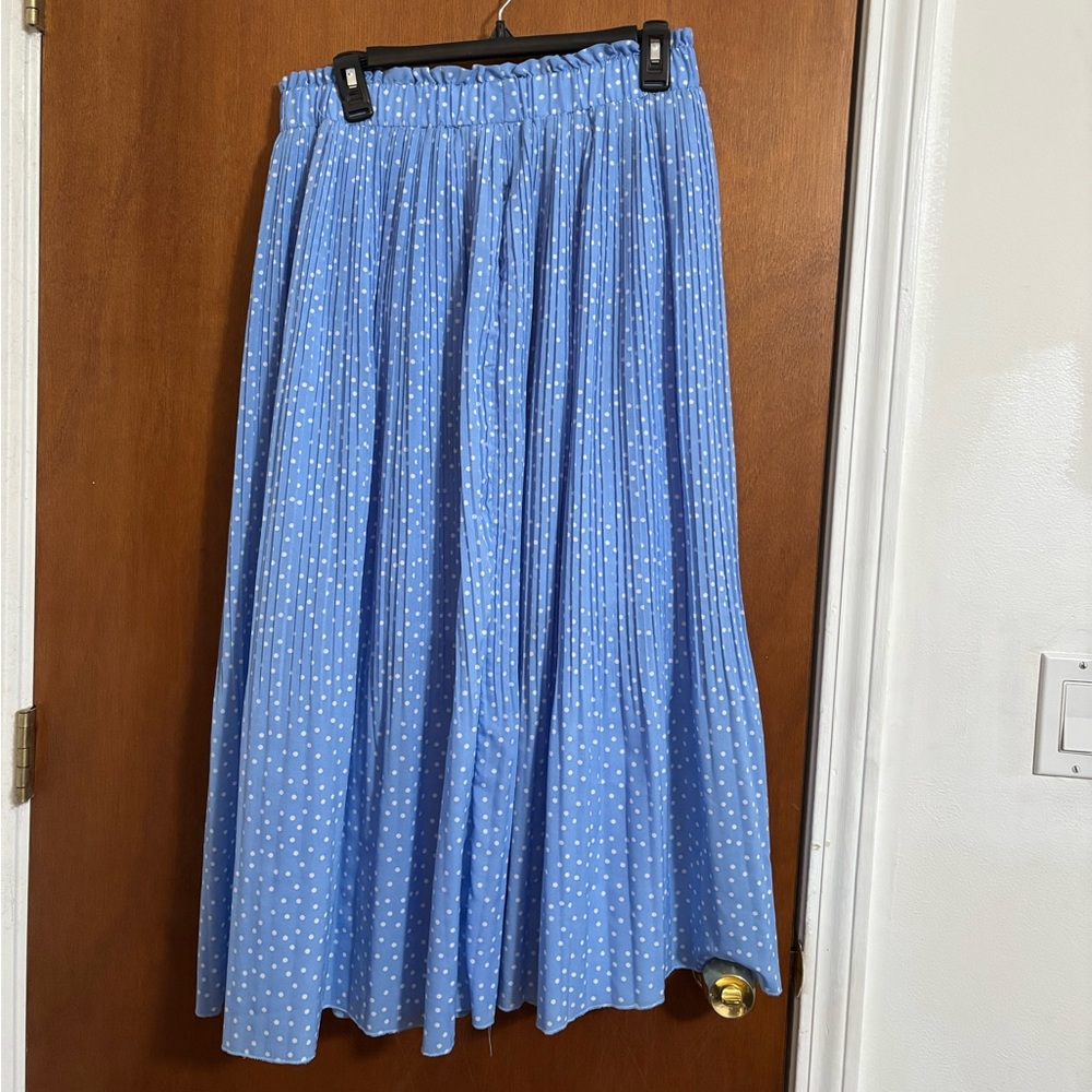 Exlura Pleated Polka Dot Skirt
